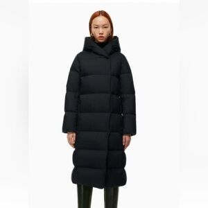 Aritzia Babaton Duvet Puffer Jacket Womens Small Goose Down Wrap Front LONG Coat